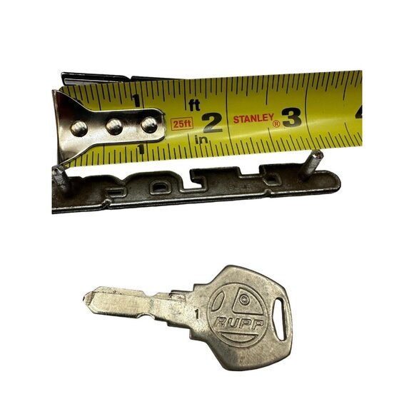 2 Vintage Rupp snowmobile Metal Emblems Badge Logos and a key. - Picture 3 of 9